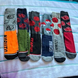 6 PAIR OF  collection NARUTO ANIME SOCKS new open box 8-12